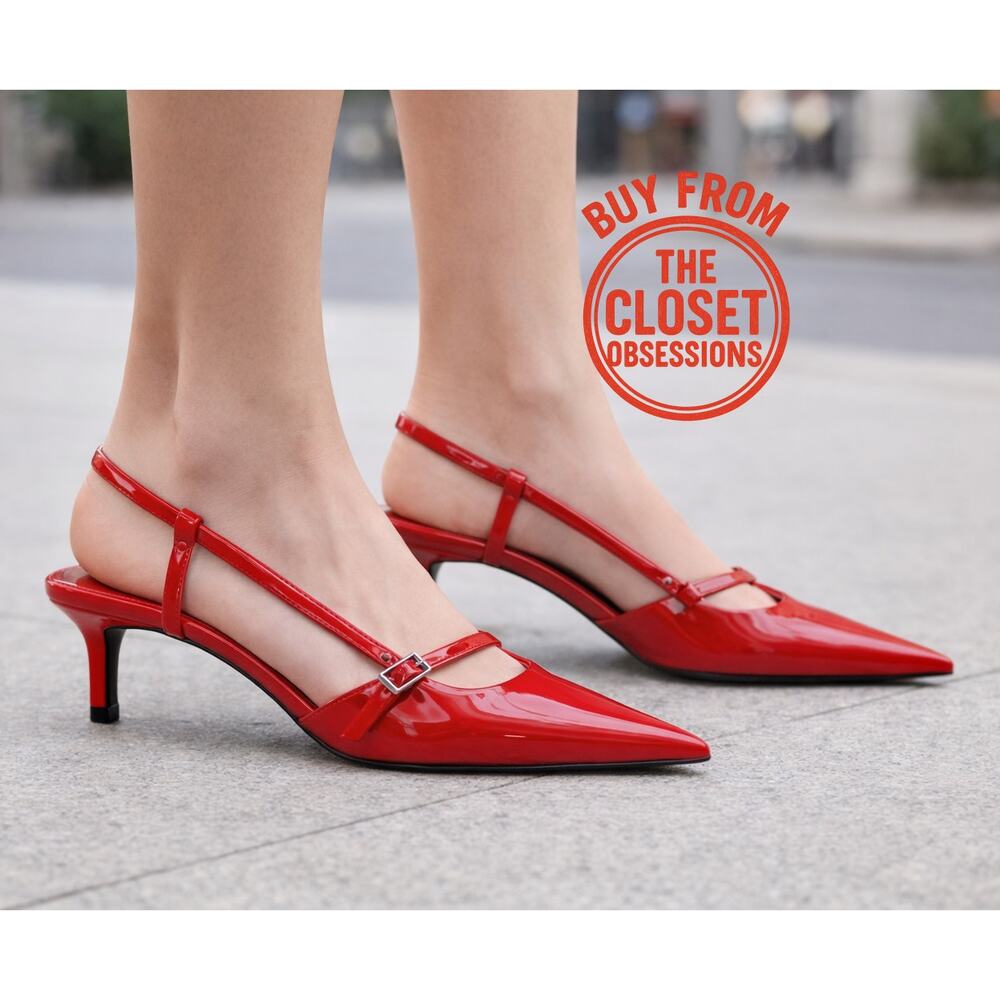 LAST ONE!!! ZARA Red Patent Kitten Heels NWT | Viral Slingback Pumps